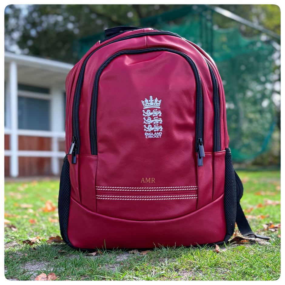 Personalised England Cricket Red Rucksack