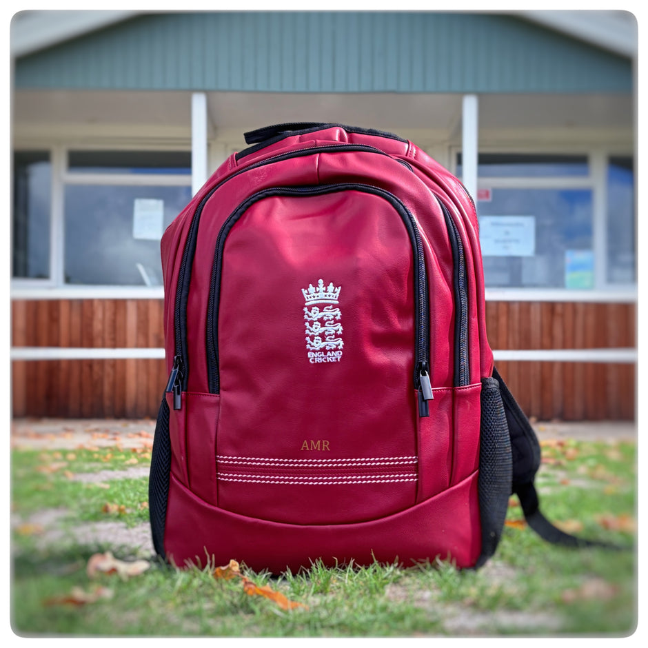 Personalised England Cricket Red Rucksack