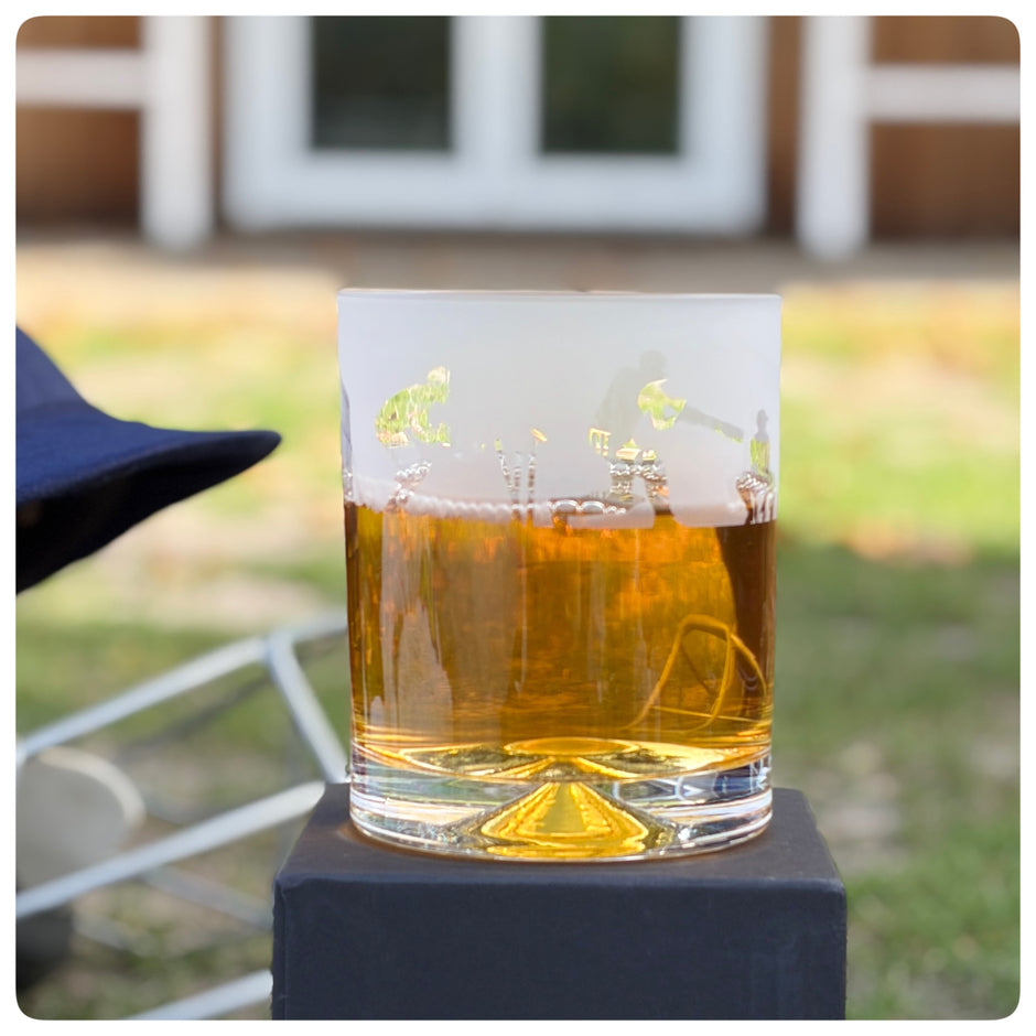Cricket Themed Whisky Tumbler Glass