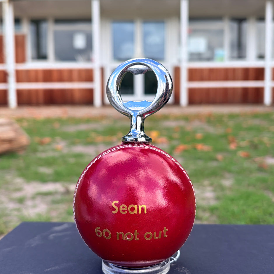 Personalised Cricket Ball Bottle Opener, Full Size Ball