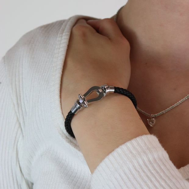 Personalised Leather Horseshoe Bracelet