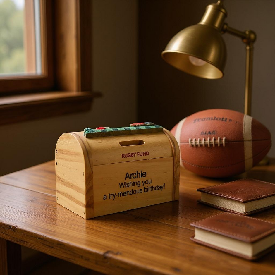 Personalised Rugby Money Box/Piggy Bank