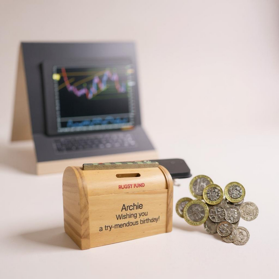 Personalised Rugby Money Box/Piggy Bank