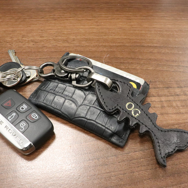 Personalised Leather Fishing Keychain
