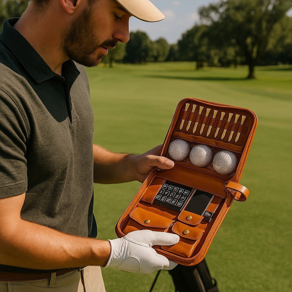 Personalised Golfer’s Accessory Gift Set – Tan Leather Case