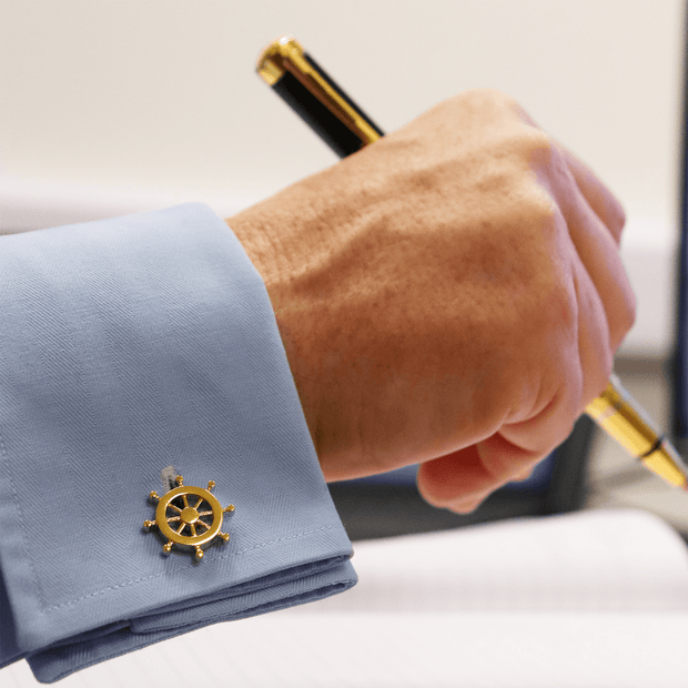 Personalised Sailors Ship Wheel Cufflinks