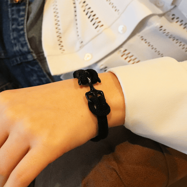 Personalised Black Anchor Bracelet