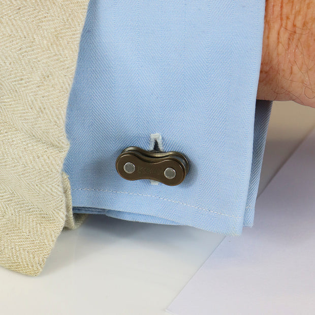 Personalised Bike Chain Cufflinks Gunmetal