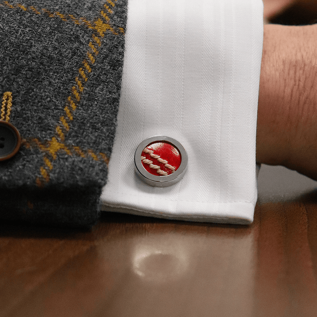 Personalised Cricket Ball Leather Cufflinks