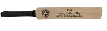 Personalised Wooden Mini Cricket Bat – Custom Engraved Gift with Free Display Stand