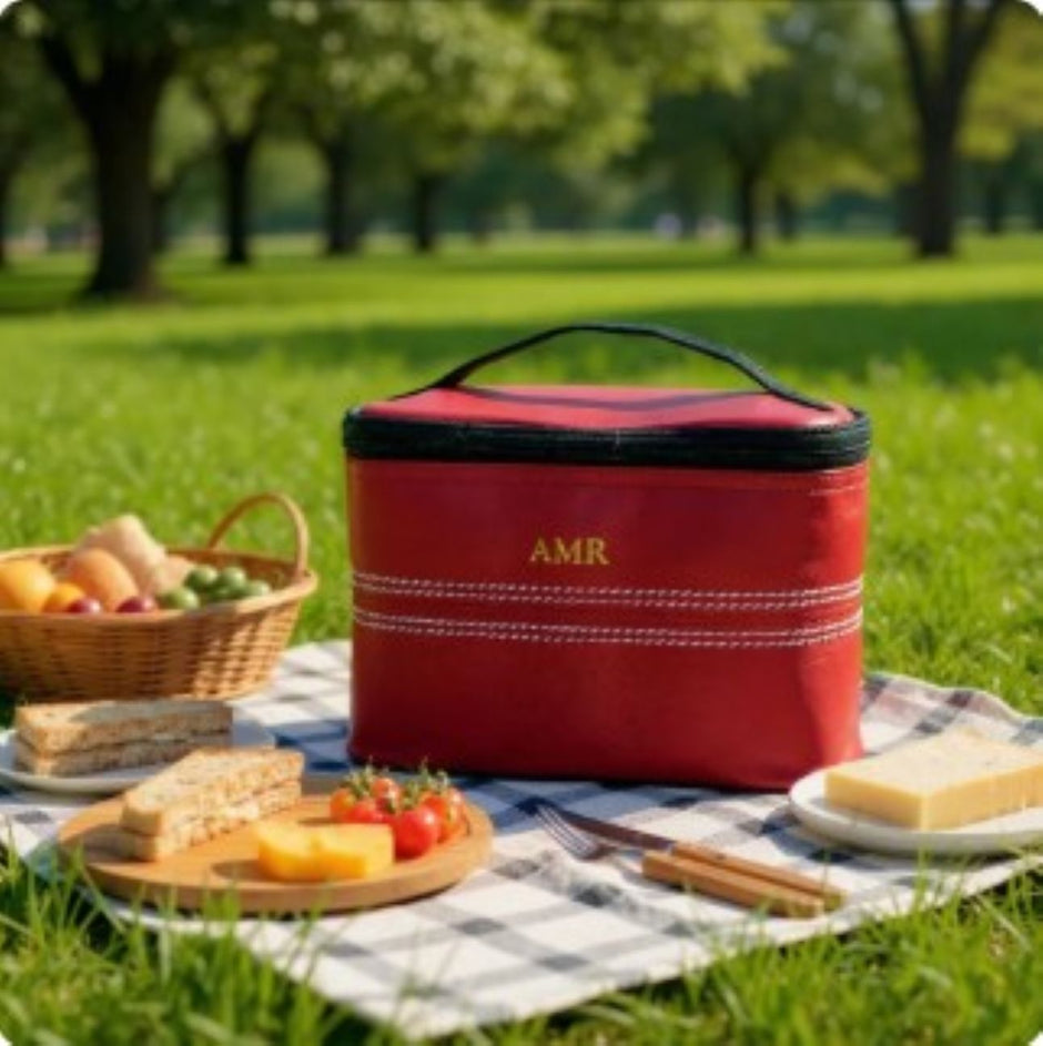 Personalised Red Cricket Insulated Lunch Bag