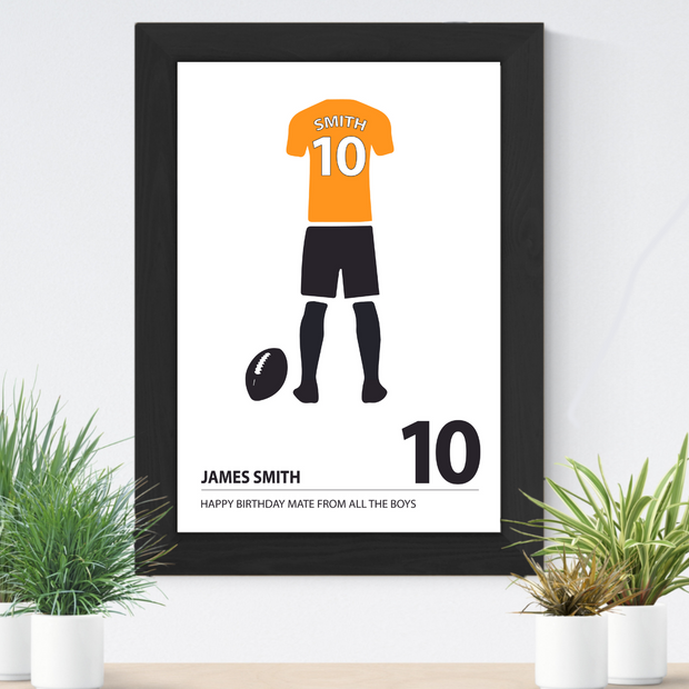 Personalised Rugby Kit Print (Plain Shirt)