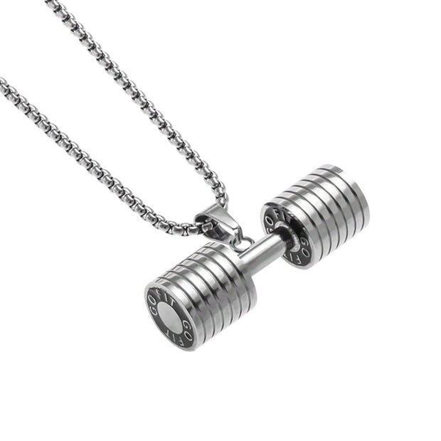 Personalised Oversized Dumbbell Necklace | Silver or Gold