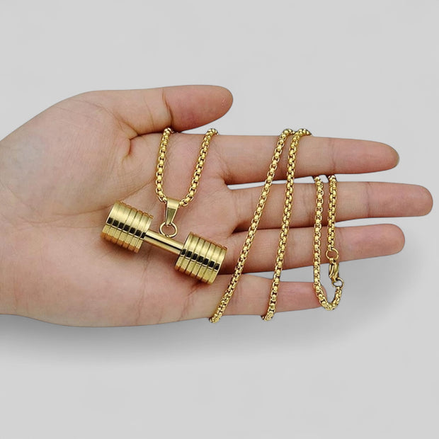 Personalised Oversized Dumbbell Necklace | Silver or Gold