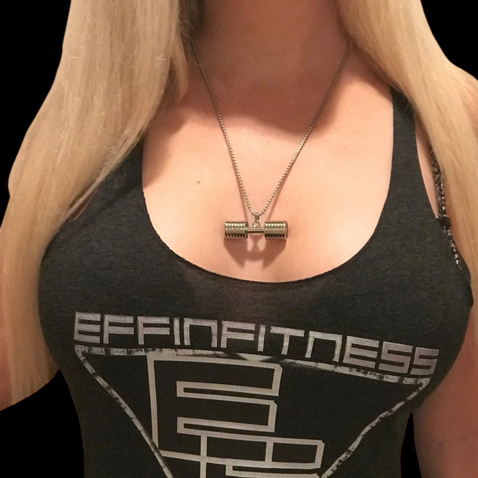 Personalised Oversized Dumbbell Necklace | Silver or Gold