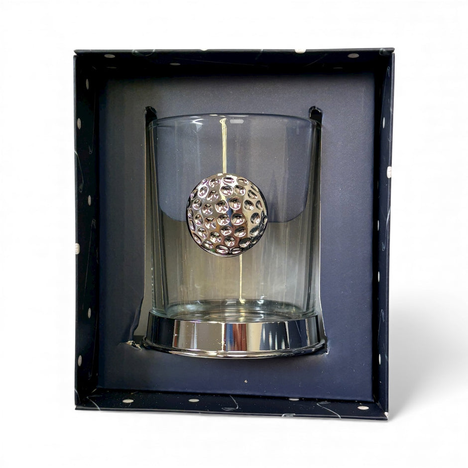 Personalised Golf Whisky Glass | Unique Golf BALL Motif
