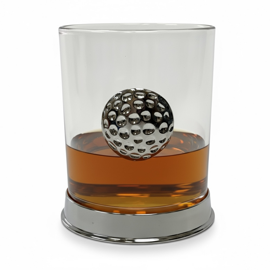 Personalised Golf Whisky Glass | Unique Golf BALL Motif