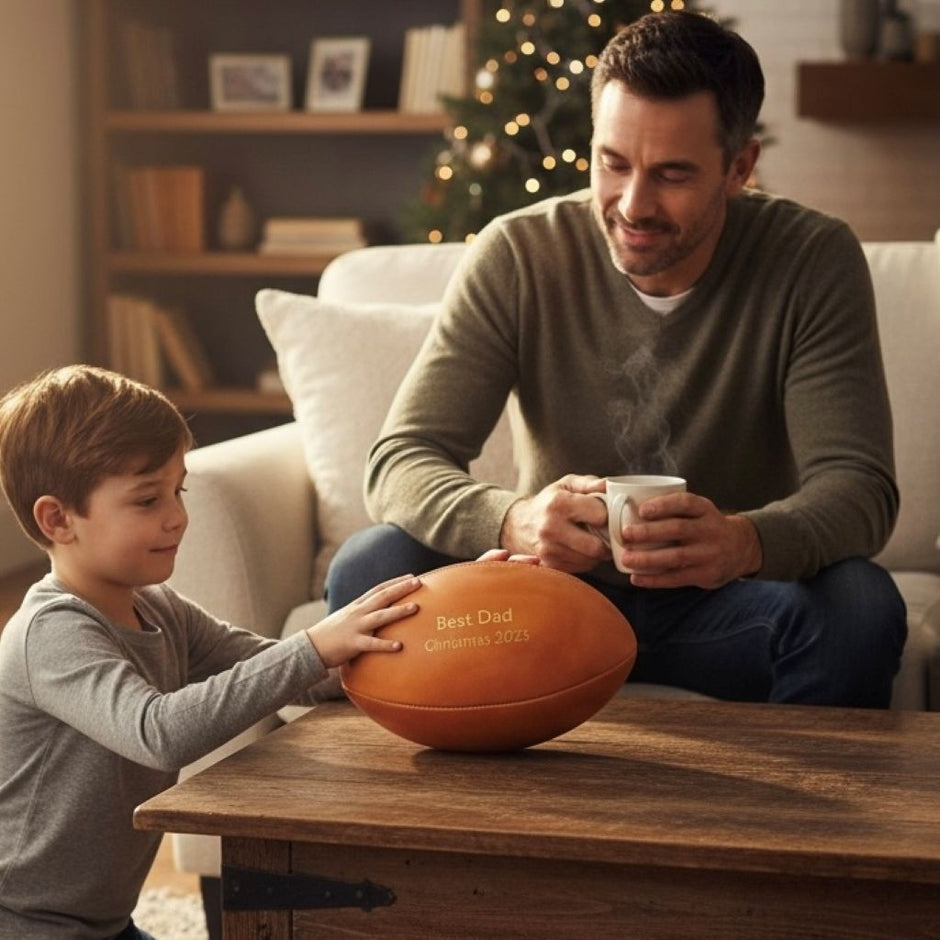 Personalised Vintage Tan Leather Rugby Ball