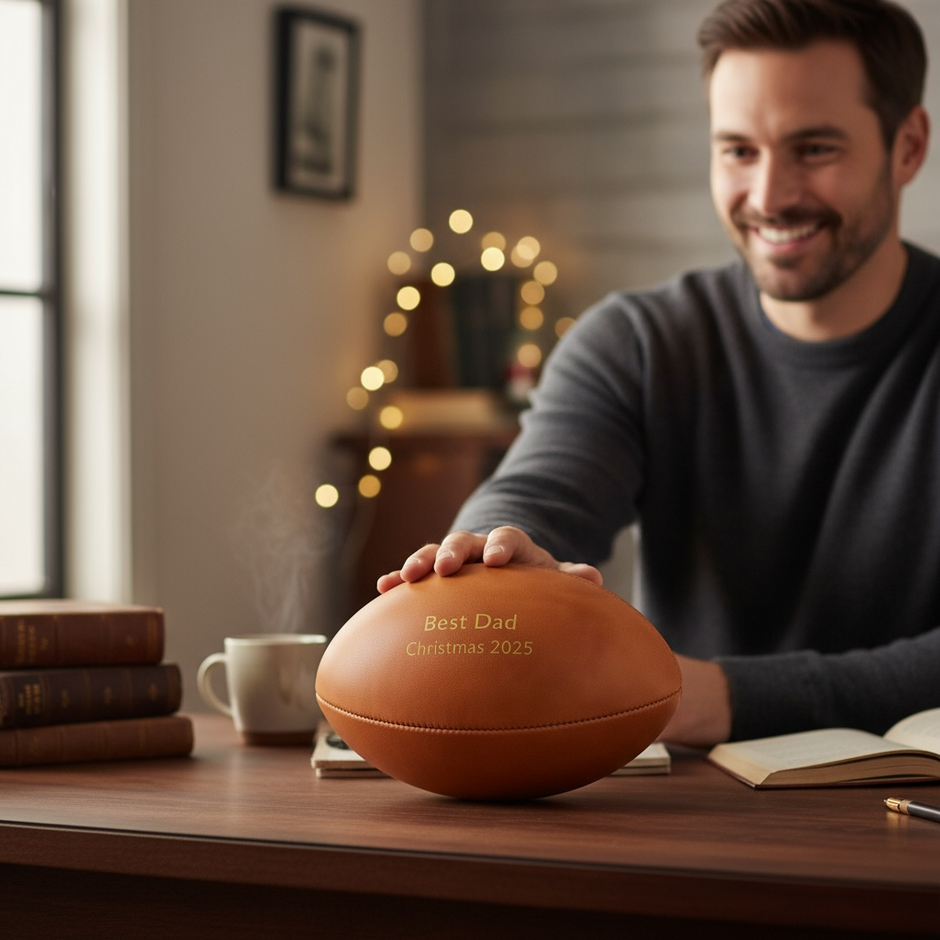 Personalised Vintage Tan Leather Rugby Ball