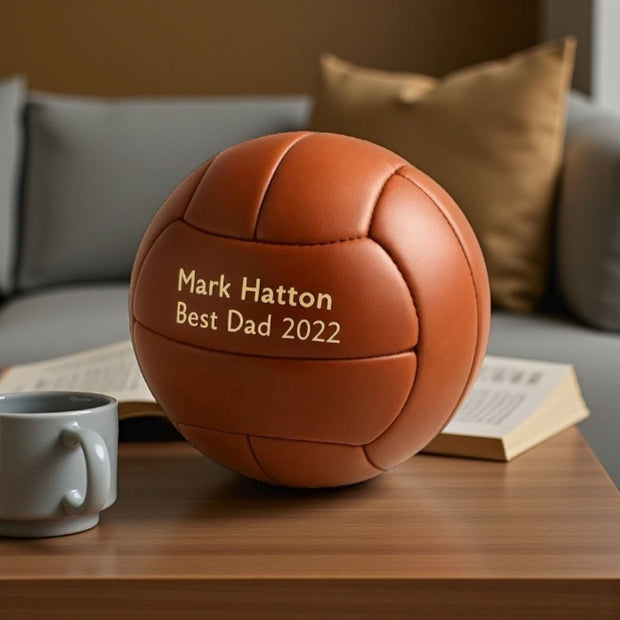 Personalised Vintage Tan Leather Football