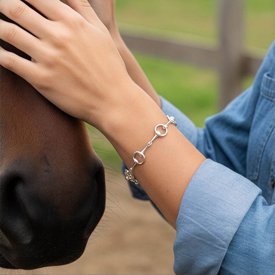 Petite Sterling Silver Snaffle Bit Bracelet