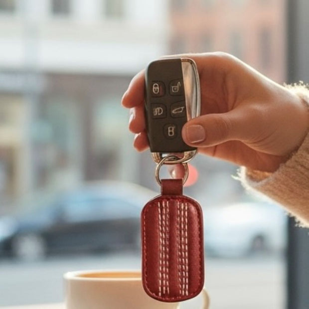 Personalised Cricket Leather Keyring