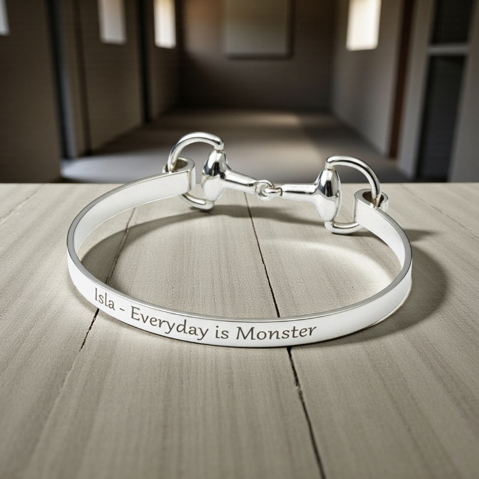 Personalised Sterling Silver Snaffle Bangle