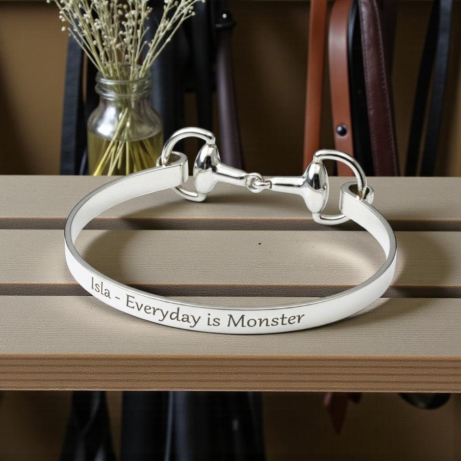 Personalised Sterling Silver Snaffle Bangle