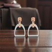 Sterling Silver & Rose Gold Equestrian Stirrup Earrings
