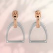 Sterling Silver & Rose Gold Equestrian Stirrup Earrings