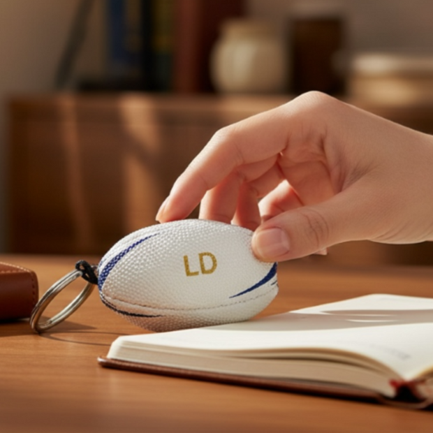 Rugby Ball Keyring - Handmade Rugby Gift for Fans