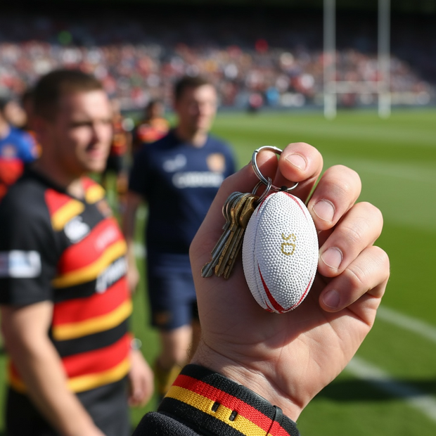 Rugby Ball Keyring - Handmade Rugby Gift for Fans
