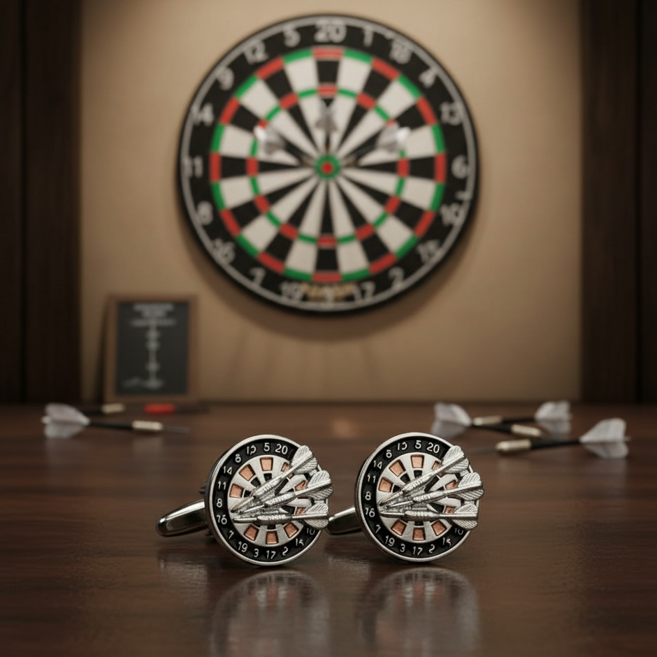 Personalised Dartboard With Darts Cufflinks