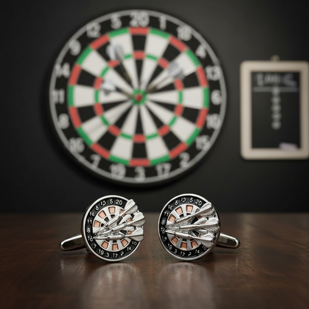 Personalised Dartboard With Darts Cufflinks