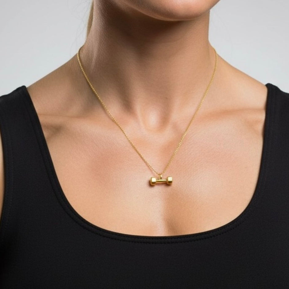 Personalised Dumbbell Necklace (Gold)