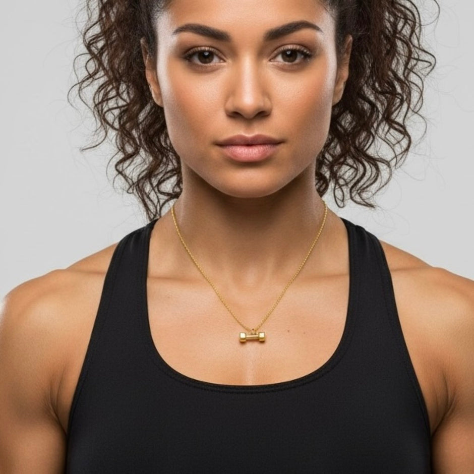 Personalised Dumbbell Necklace (Gold)