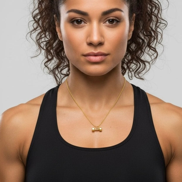 Personalised Dumbbell Necklace (Gold)