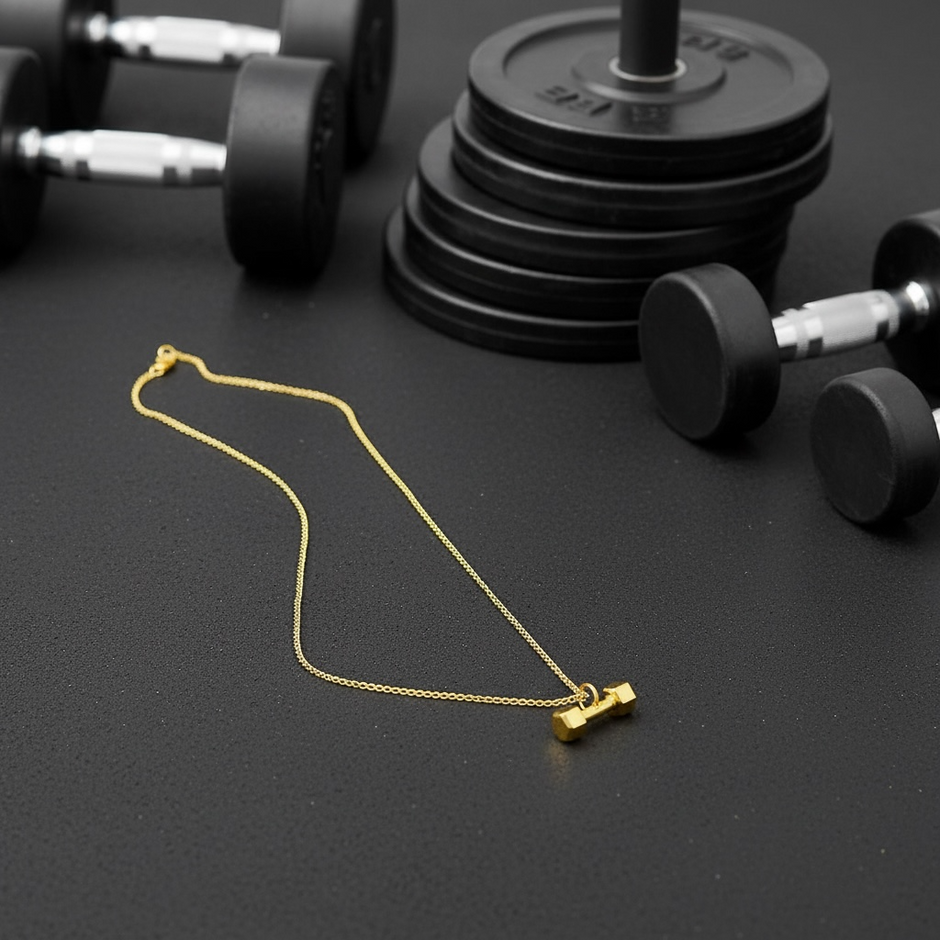 Personalised Dumbbell Necklace (Gold)