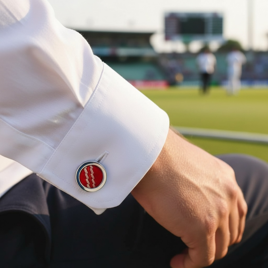 Personalised Cricket Ball Leather Cufflinks