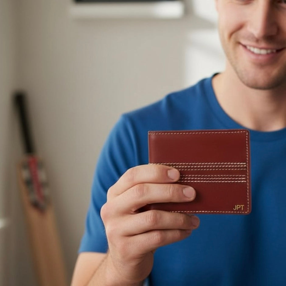 Personalised Vintage Leather Cricket Wallet