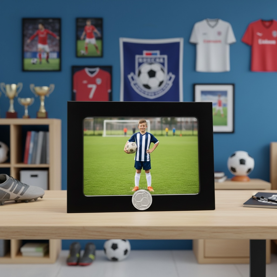 Personalised Football Photo Frame With Ball Motif