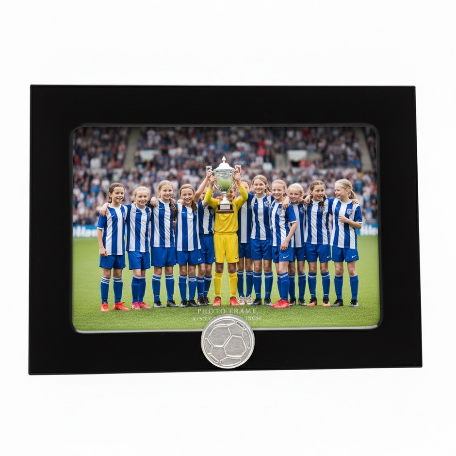 Personalised Football Photo Frame With Ball Motif