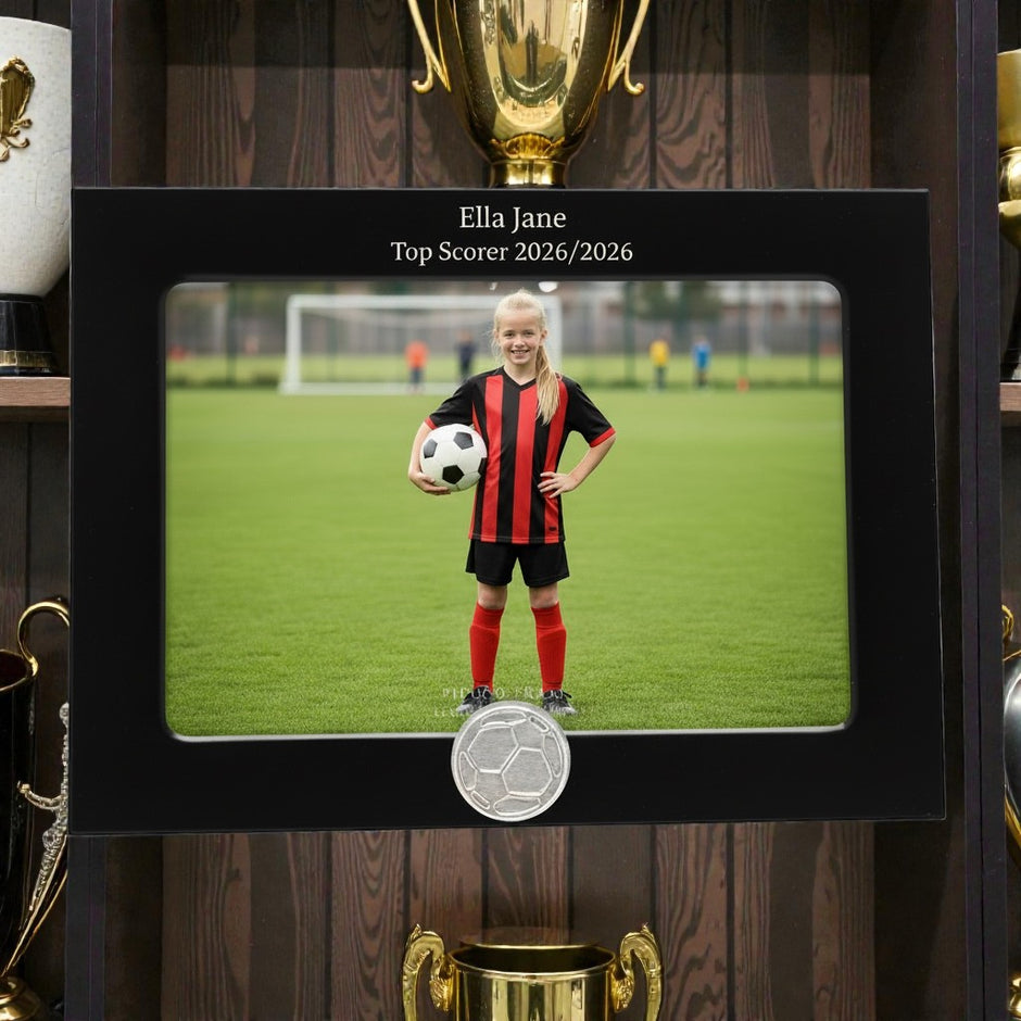 Personalised Football Photo Frame With Ball Motif
