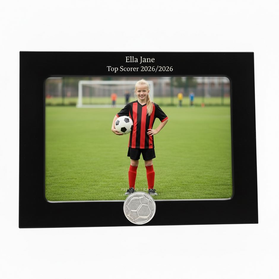 Personalised Football Photo Frame With Ball Motif