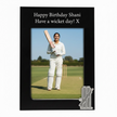 Personalised Cricket Photo Frame With Bat & Stumps Motif