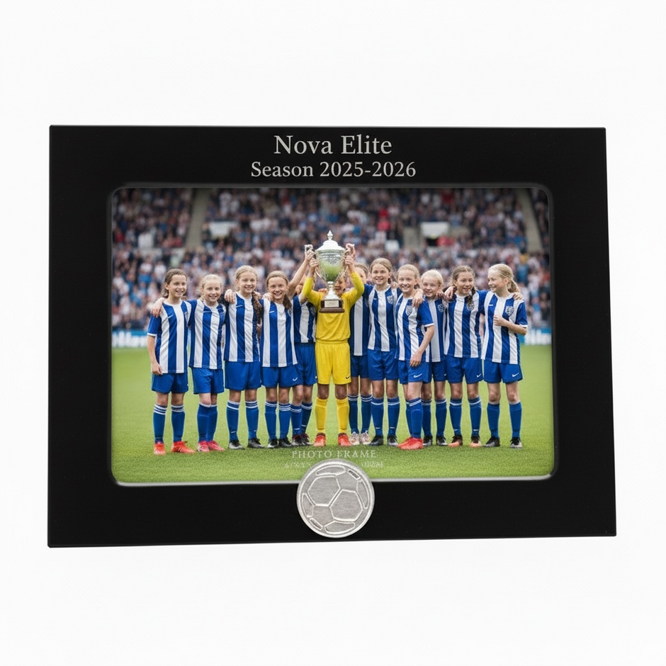 Personalised Football Photo Frame With Ball Motif