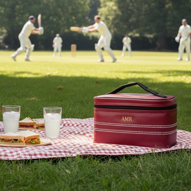 Personalised Red Cricket Insulated Lunch Bag