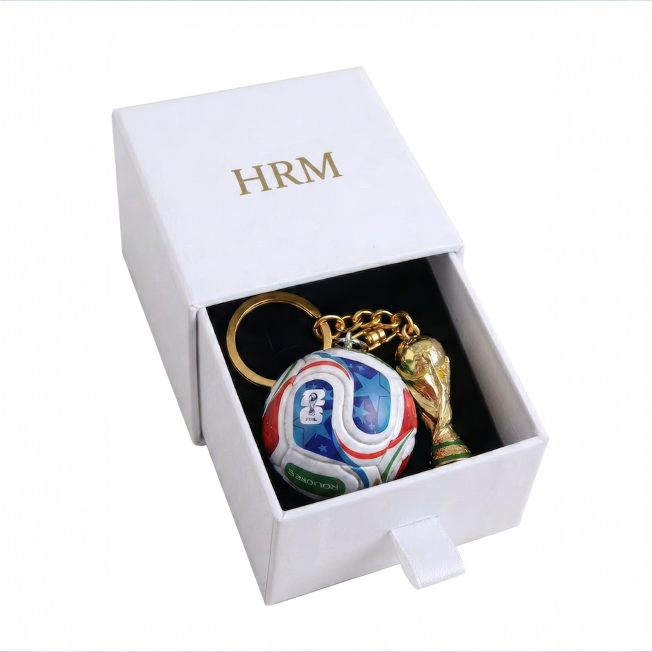 Personalised World Cup Football And Trophy Keychain