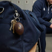 Personalised Brown Vintage Leather Rugby Ball Keyring