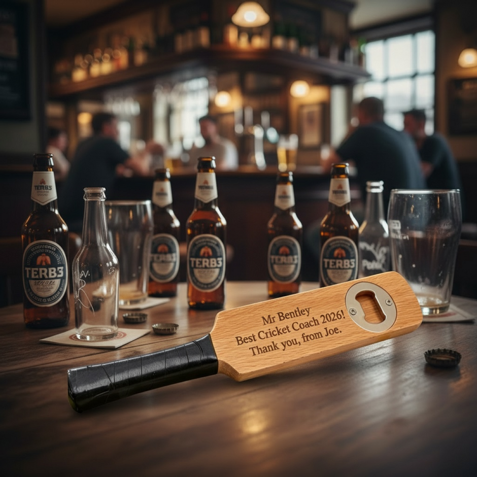 Personalised Mini Cricket Bat Bottle Opener